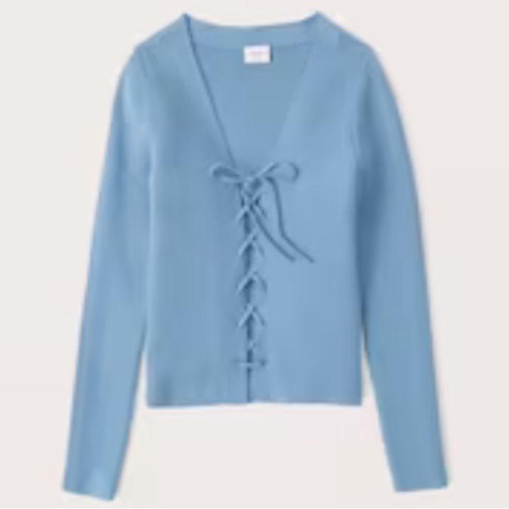 Abercrombie & Fitch Elevated Knit Slim Lace-Up Cardigan